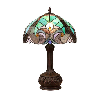 Tiffany-Style Antique Dark Bronze 1-Light Victorian Table Lamp 12" Shade