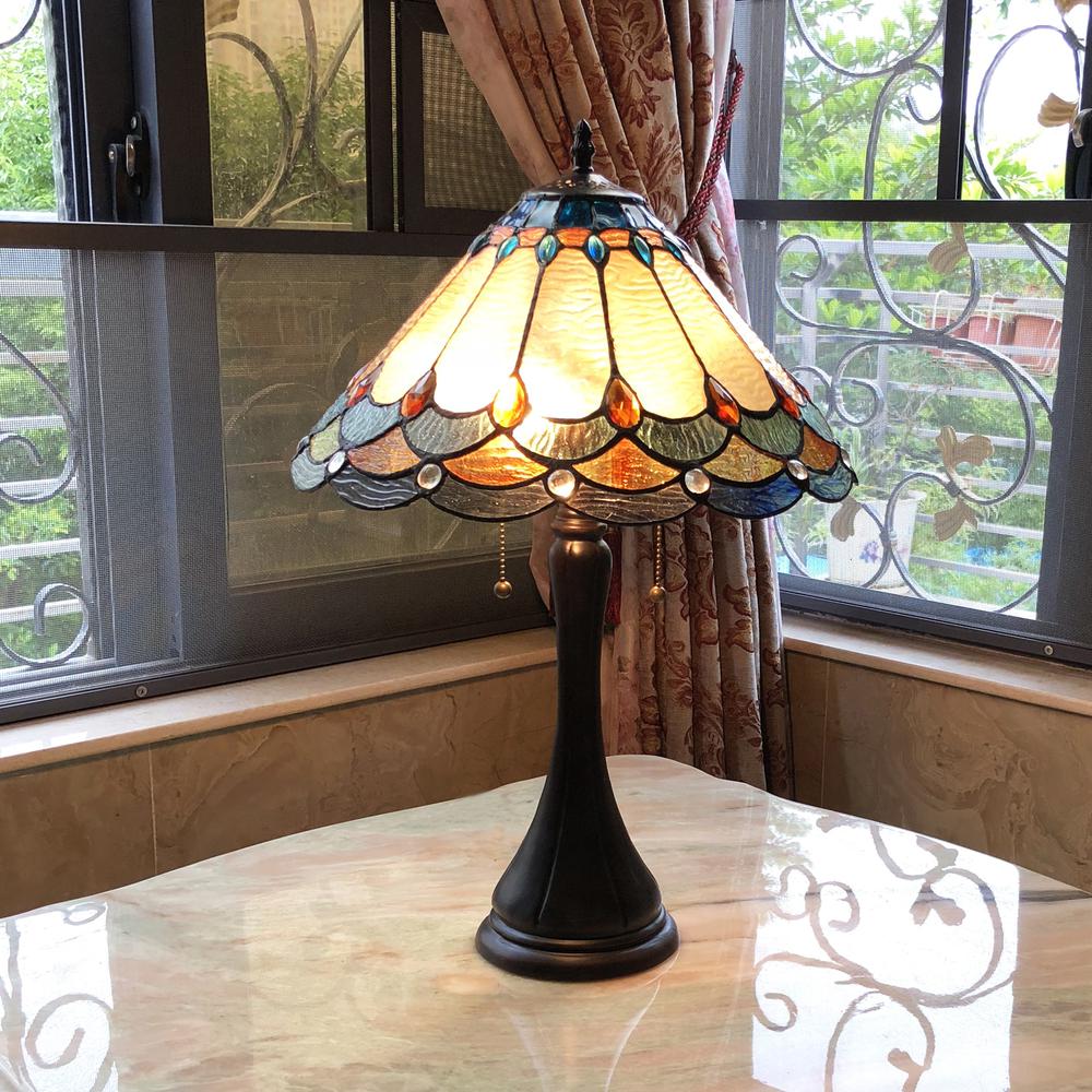 AMELIA Victorian 2 Light Antique Dark Bronze Table Lamp 15" Shade
