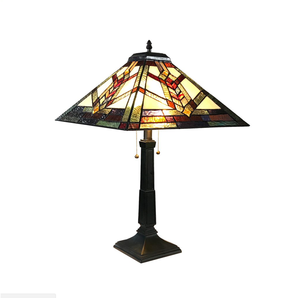 WYLIE Tiffany-style 2 Light Mission Table Lamp 16" Shade