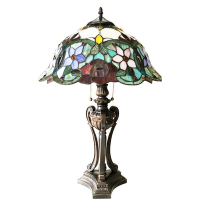 CHLOE Lighting PIPER Tiffany-Style Floral Stained Glass Table Lamp 26" Height