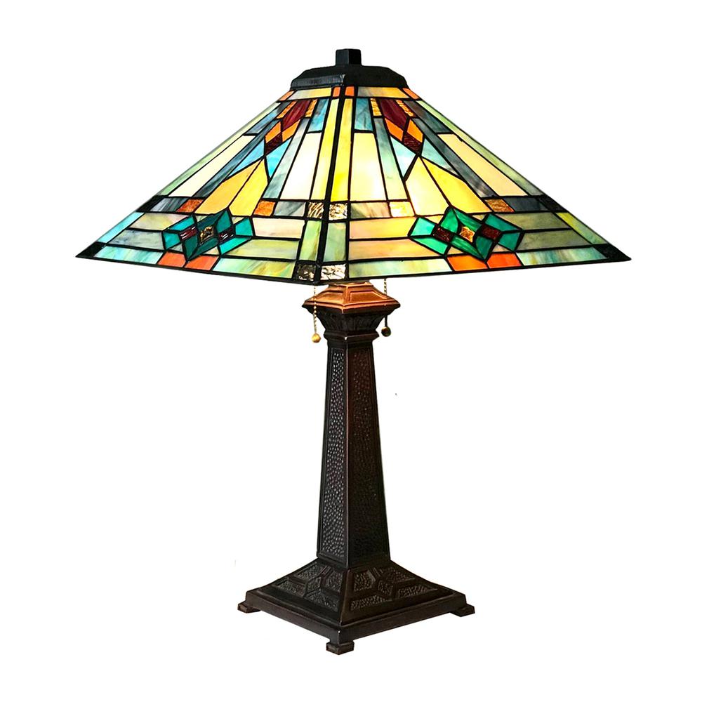 MASON Mission 2 Light Antique Dark Bronze Table Lamp 16" Shade