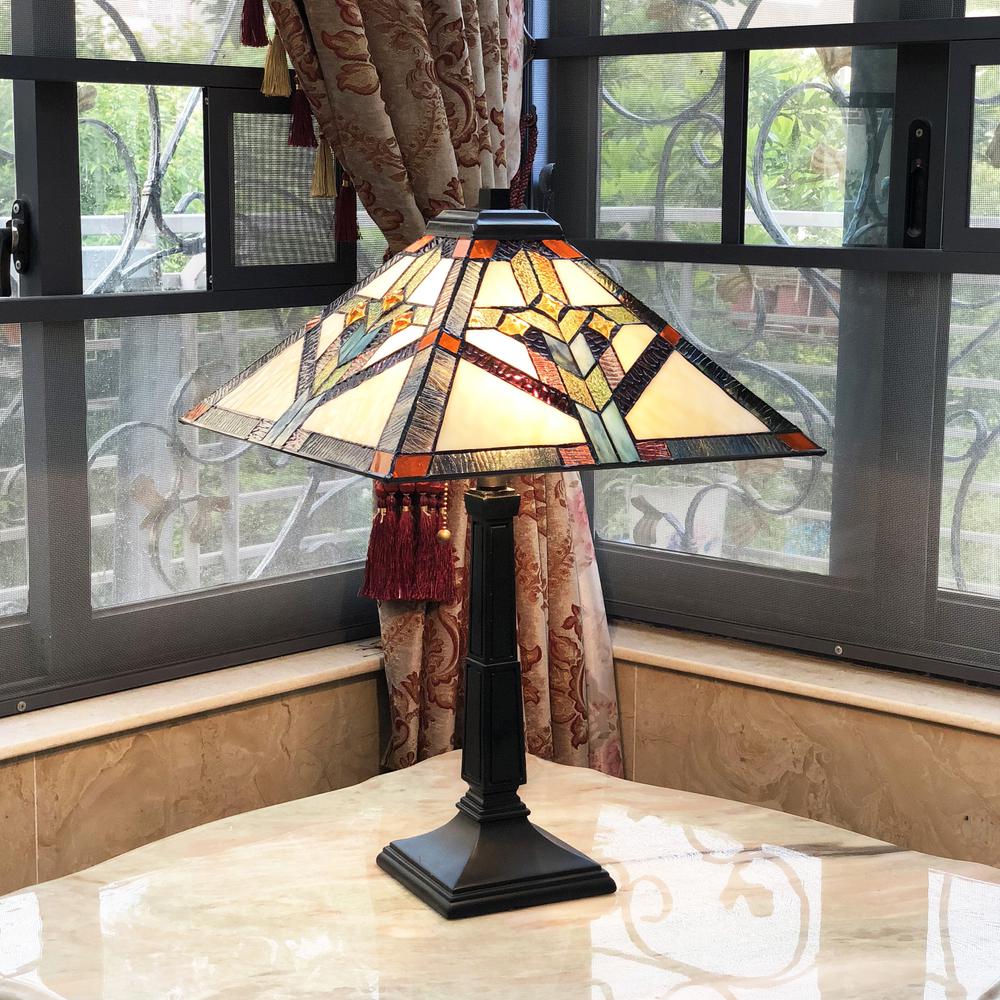 SHAY Mission 2 Light Antique Dark Bronze Table Lamp 16" Shade