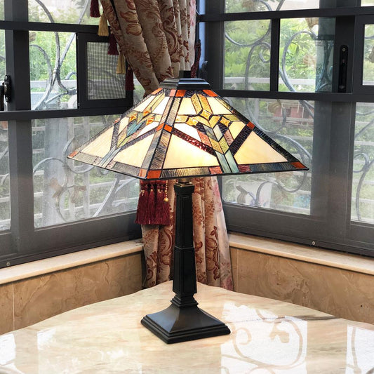 SHAY Mission 2 Light Antique Dark Bronze Table Lamp 16" Shade