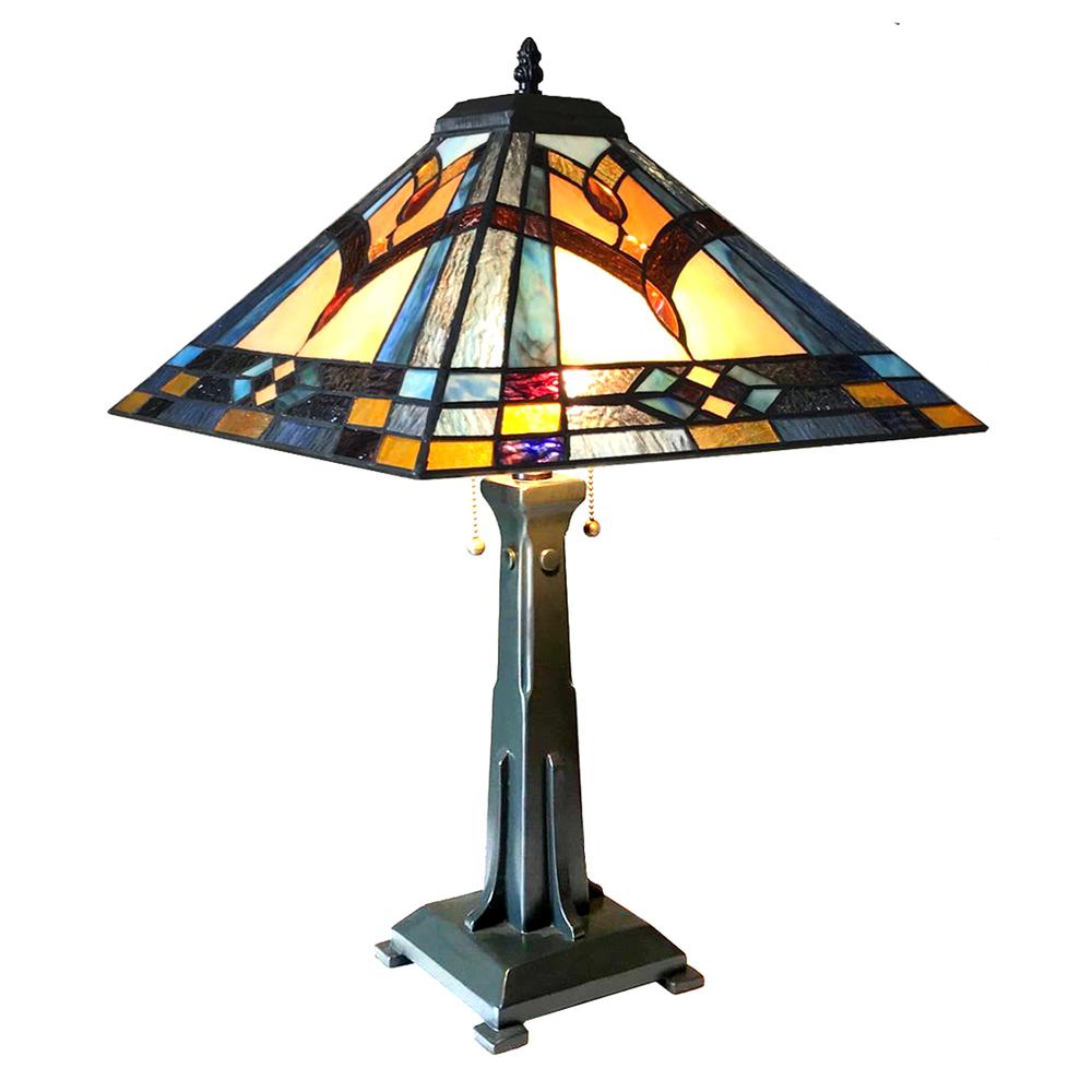 ETHAN Mission 2 Light Antique Dark Bronze Table Lamp 16" Shade