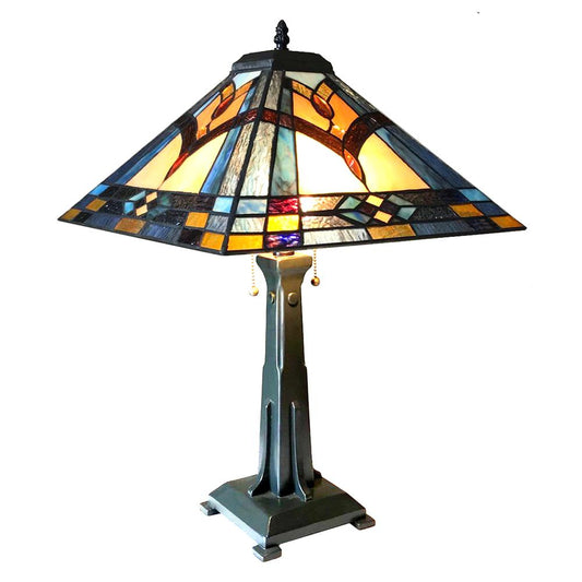 ETHAN Mission 2 Light Antique Dark Bronze Table Lamp 16" Shade