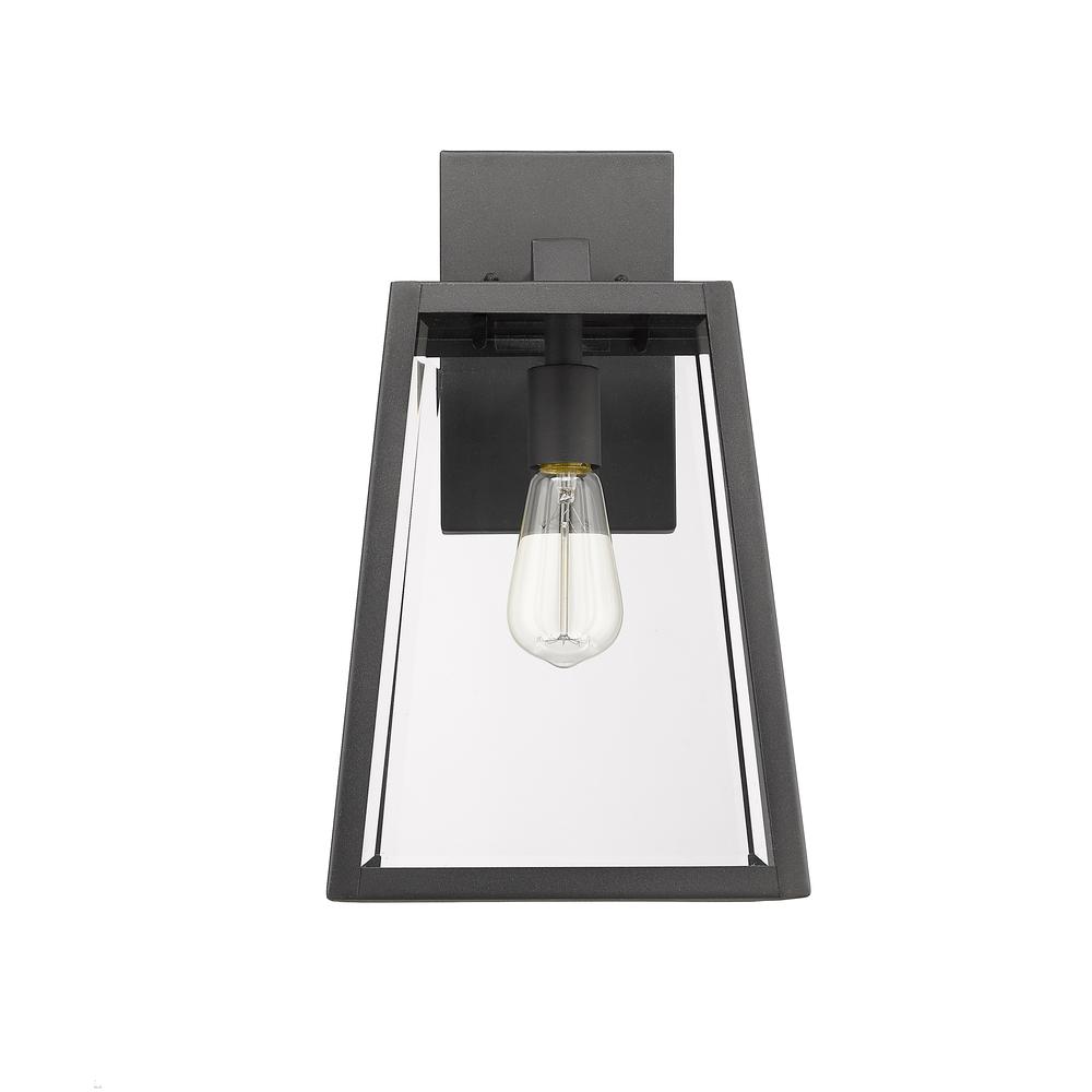 XANDRA Industrial 1 Light Textured Black Outdoor Wall Sconce 16" Tall