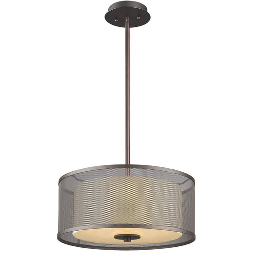 AUDREY Transitional 3 Light Rubbed Bronze Ceiling Pendant 15" Wide