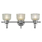 LUCIE Industrial-style 3 Light Chrome Finish Bath Vanity Wall Fixture Clear Prismatic Glass 25" Wide