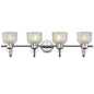 LUCIE Industrial-style 4 Light Chrome Finish Bath Vanity Wall Fixture Clear Prismatic Glass 34" Wide