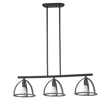 IRONCLAD Industrial 3 Light  Rubbed Bronze Island Pendant 35" Wide