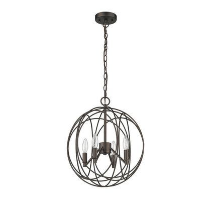 ELLA Farmhouse 4 Light  Rubbed Bronze Ceiling Pendant 15.5" Wide