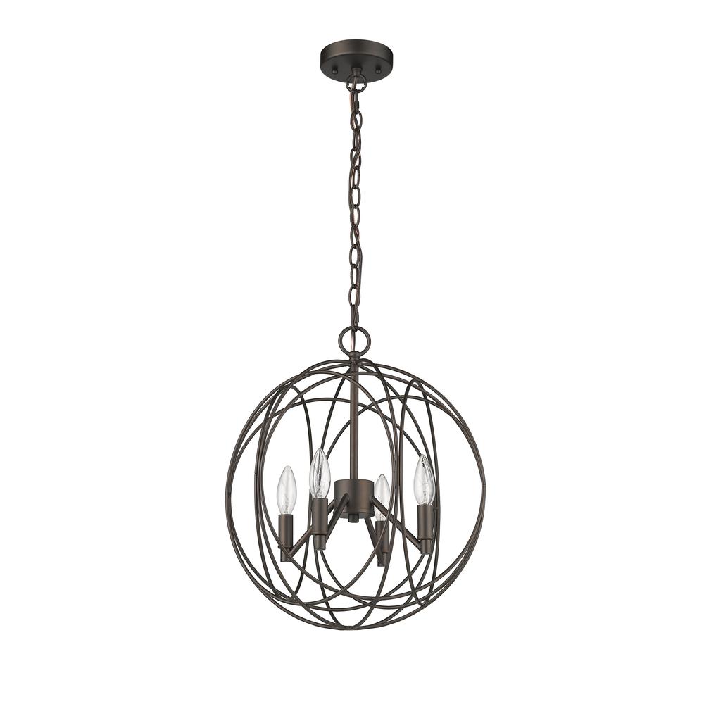 ELLA Farmhouse 4 Light  Rubbed Bronze Ceiling Pendant 15.5" Wide