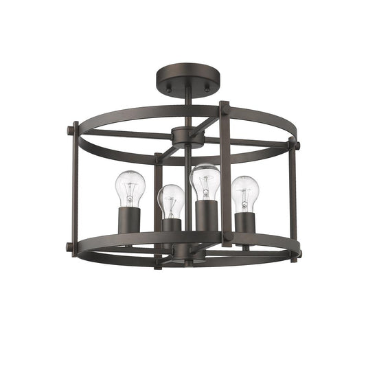 IRONCLAD Farmhouse 4 Light  Rubbed Bronze Convertible Semi-flush Ceiling Fixture 17.5" Wide