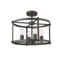 IRONCLAD Farmhouse 4 Light  Rubbed Bronze Convertible Semi-flush Ceiling Fixture 17.5" Wide