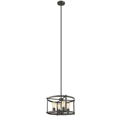 IRONCLAD Farmhouse 4 Light  Rubbed Bronze Convertible Ceiling Pendant 17.5" Wide