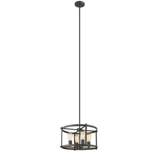 IRONCLAD Farmhouse 4 Light  Rubbed Bronze Convertible Ceiling Pendant 17.5" Wide