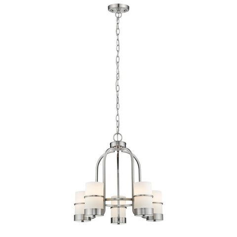 PENELOPE Contemporary 5 Light Brushed Nickel Mini Chandelier 22" Wide
