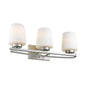 OLIVIA Contemporary 3 Light Brushed Nickel Bath Vanity Light Etched White Glass 23" Wide