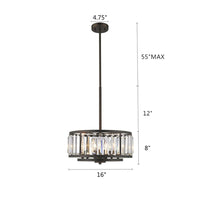 ELLIE Contemporary 6 Light  Rubbed Bronze Ceiling Pendant 16" Wide