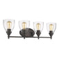 ELISSA Transitional 4 Light Rubbed Bronze Bath Vanity Light Clear Glass 30" Wide