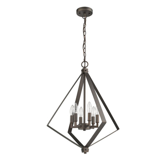 HUDSON Transitional 6 Light  Rubbed Bronze Ceiling Pendant 20" Wide