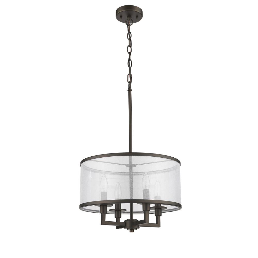 VALENTINA Transitional 4 Light  Rubbed Bronze Ceiling Pendant 16" Wide