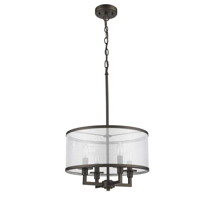 VALENTINA Transitional 4 Light  Rubbed Bronze Ceiling Pendant 16" Wide