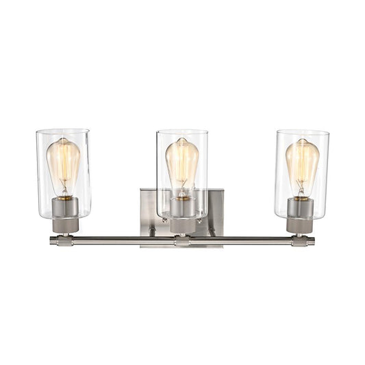 CHLOE Lighting MERCY Contemporary 3 Light Brushed Nickel Bath Vanity Fixture 22" Width