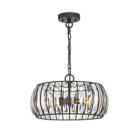 CHLOE Lighting KENNEDY Transitional 3 Light Rubbed Bronze Ceiling Pendant Fixture 14" Width