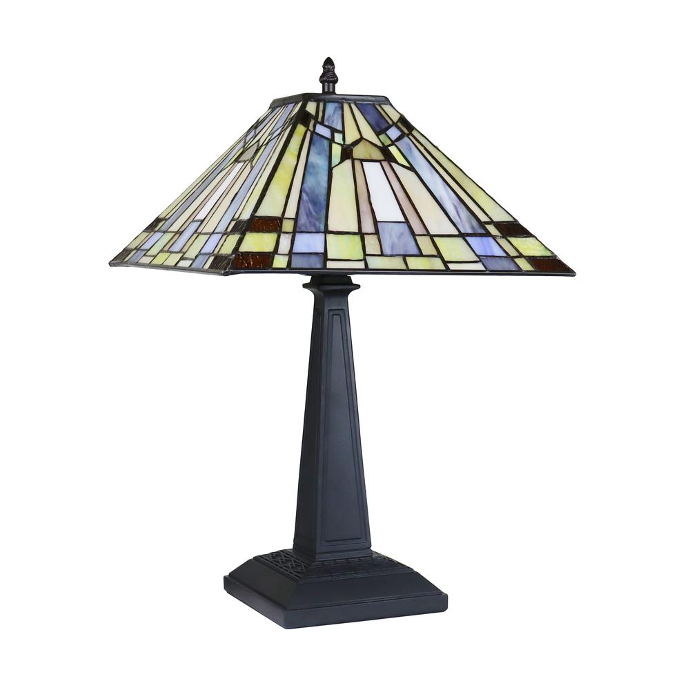 CHLOE Lighting KINSEY Mission Tiffany-Style Blackish Bronze 1 Light Table Lamp 12" Wide