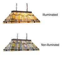CHLOE Lighting KINSEY Tiffany-style Blackish Bronze 3 light Mission Island Fixture 28" Wide