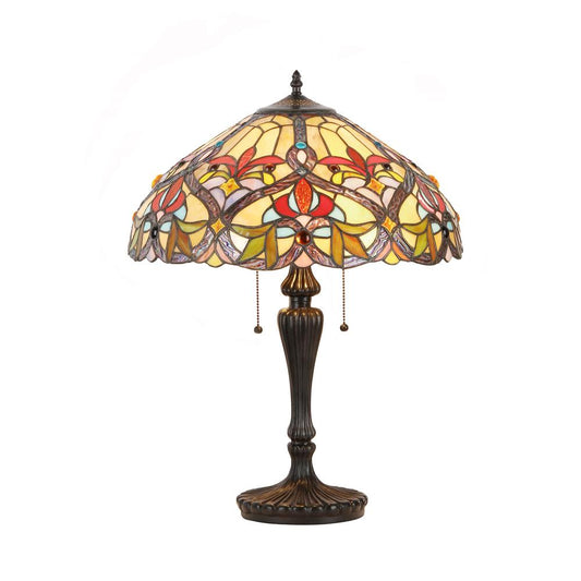 BYRON Tiffany-style 2 Light Victorian Table Lamp 18" Shade