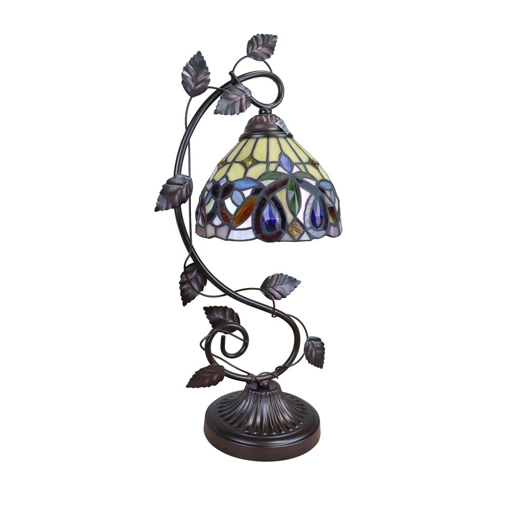 CHLOE Lighting SERENITY Victorian Tiffany-style Dark Bronze 1 Light Table Lamp 8 " Wide