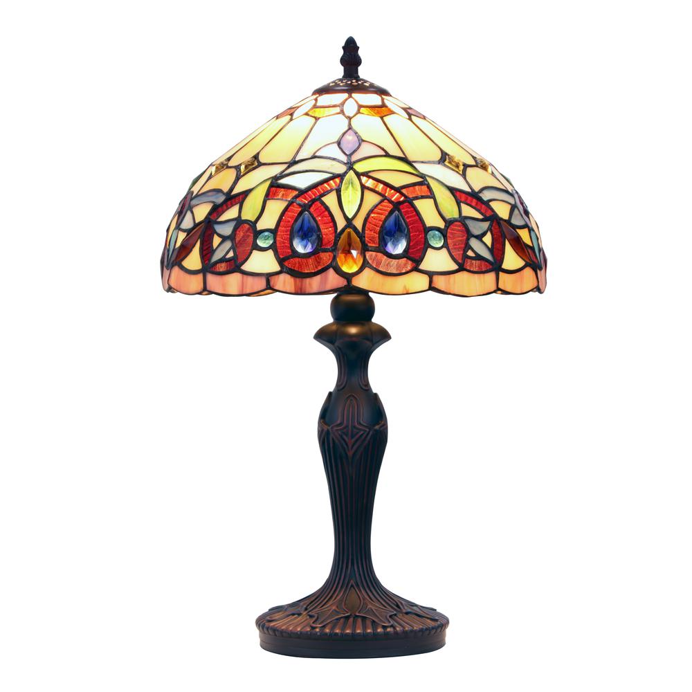 CHLOE Lighting SERENITY Tiffany-style Dark Bronze 1 Light Table Lamp 12" Shade