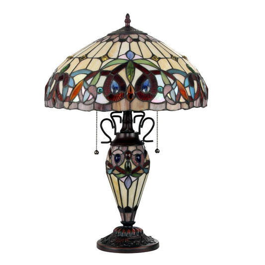 CHLOE Lighting SERENITY Tiffany-style Dark Bronze 3 Light Double Lit Table Lamp 16" Shade
