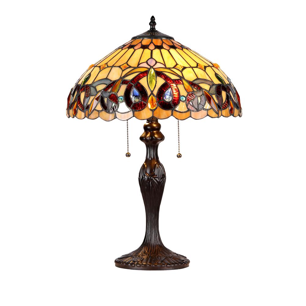 SERENITY Tiffany-style 2 Light Victorian Table Lamp 16" Shade