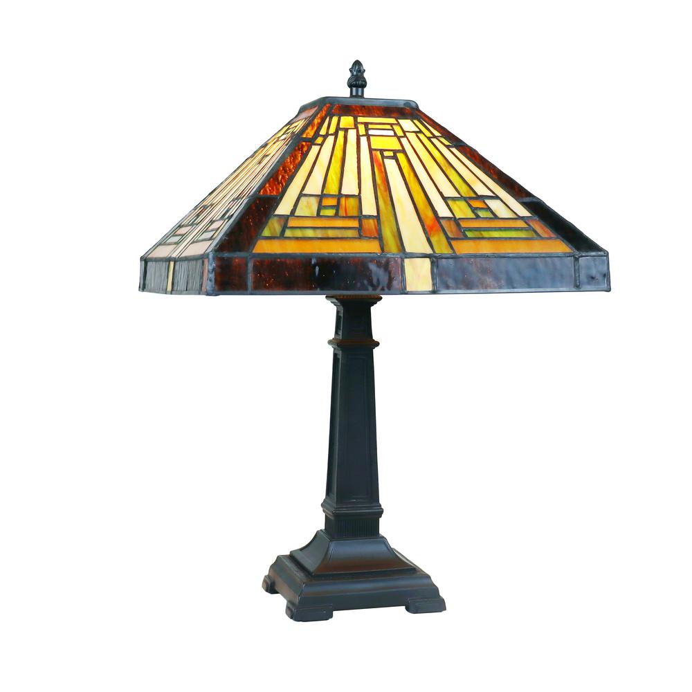 CHLOE Lighting INNES Mission Tiffany-Style Blackish Bronze 1 Light Table Lamp 12" Wide