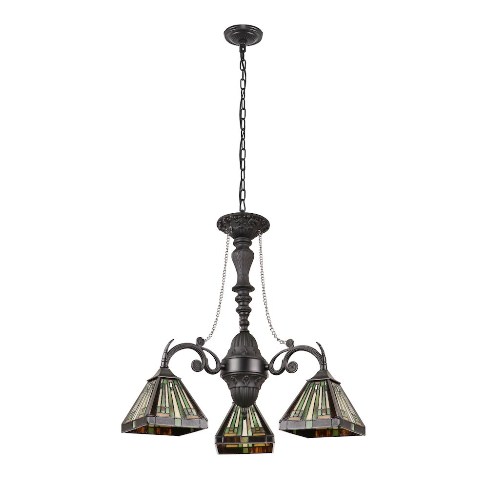 INNES Tiffany-Style 3-Light Mini Chandelier 24" Wide