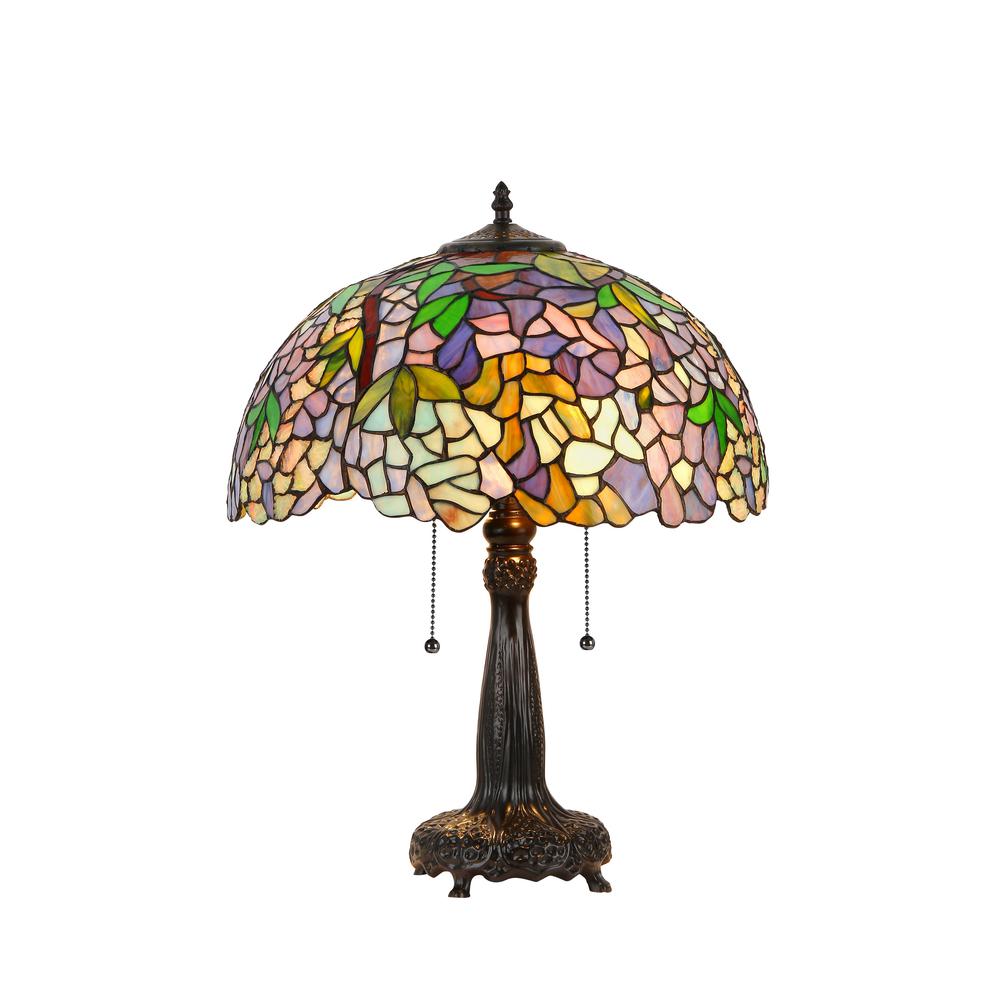PHOEBE Tiffany-style 2 Light Wisteria Table Lamp 16" Shade
