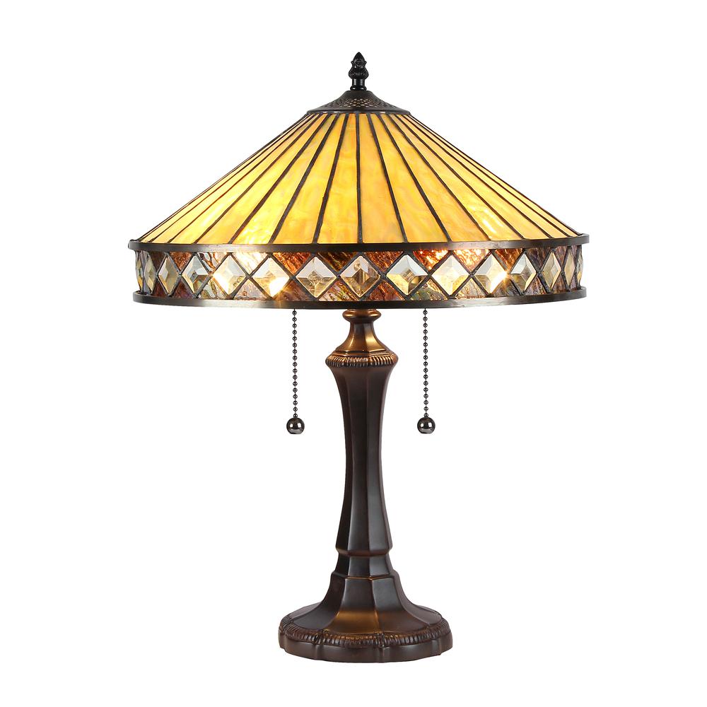 INGRID Tiffany-style 2 Light Mission Table Lamp 16" Shade