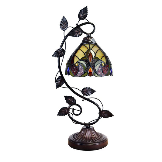 CHLOE Lighting ADIA Victorian Tiffany-Syle Dark Bronze 1 Light Accent Table Lamp 8" Wide