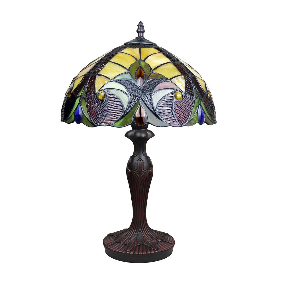 CHLOE Lighting ADIA Tiffany-Style Dark Bronze 1-Light Victorian Accent Table Lamp 12" Shade