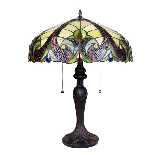 CHLOE Lighting ADIA Victorian Tiffany-Style Dark Bronze 2 Light Table Lamp 18" Wide