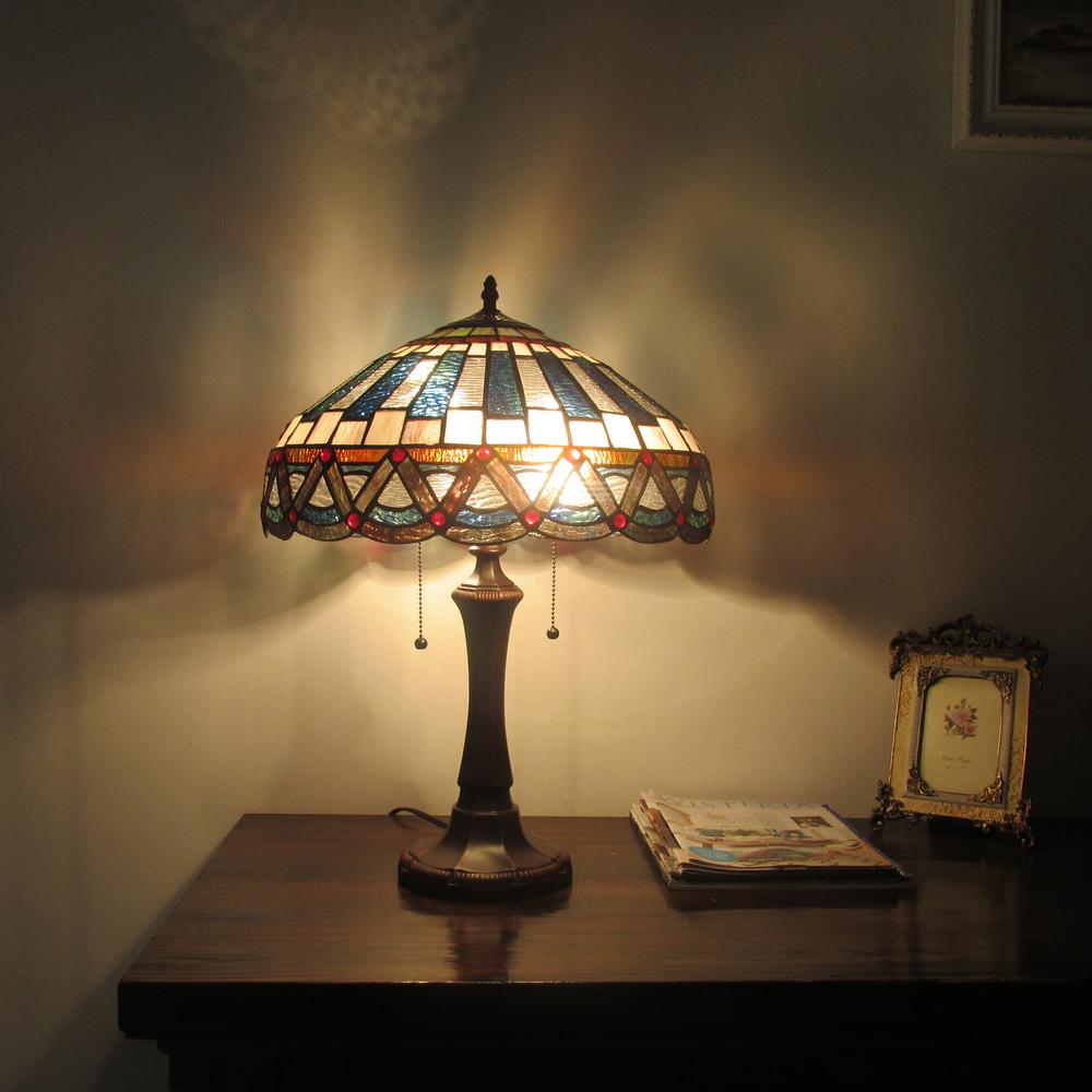 COURTLAND Tiffany-style 2 Light Mission Table Lamp 16" Shade