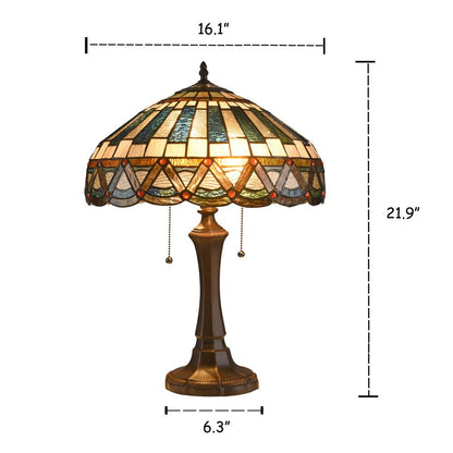 COURTLAND Tiffany-style 2 Light Mission Table Lamp 16" Shade