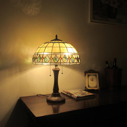 DOUGAL Tiffany-style 2 Light Geometric Table Lamp 16" Shade