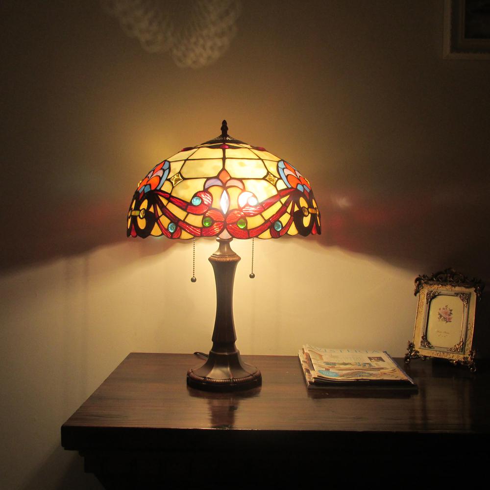 FLORENCE Tiffany-style 2 Light Victorian Table Lamp 16" Shade