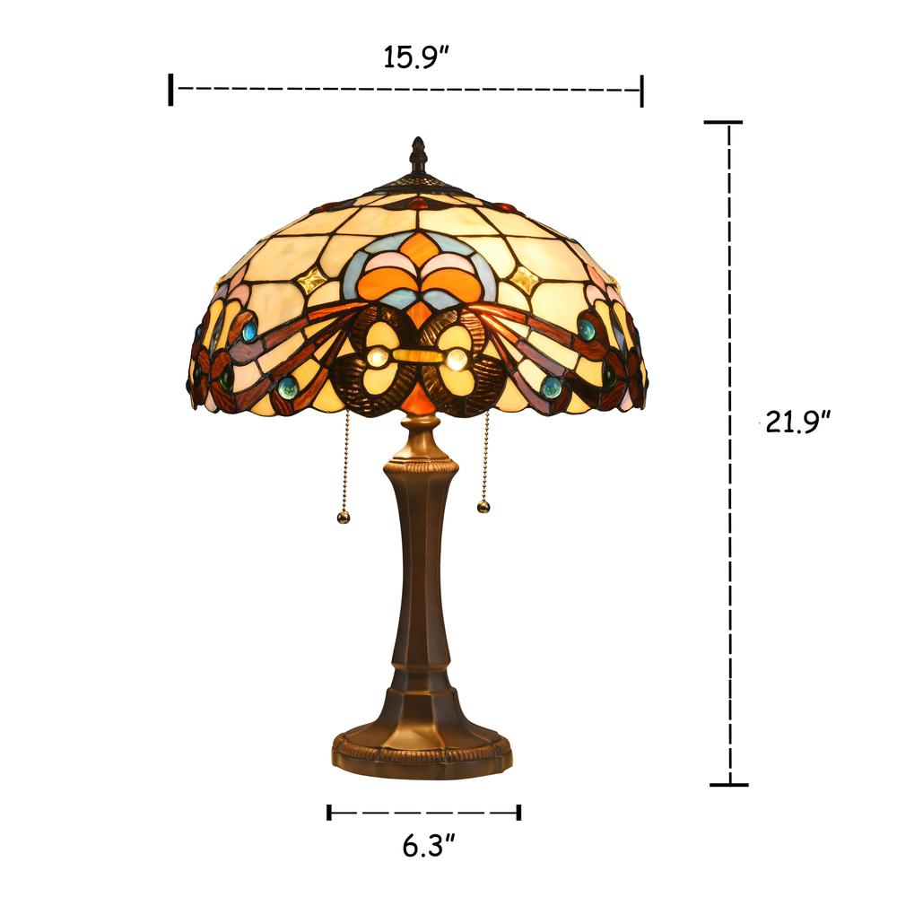 FLORENCE Tiffany-style 2 Light Victorian Table Lamp 16" Shade