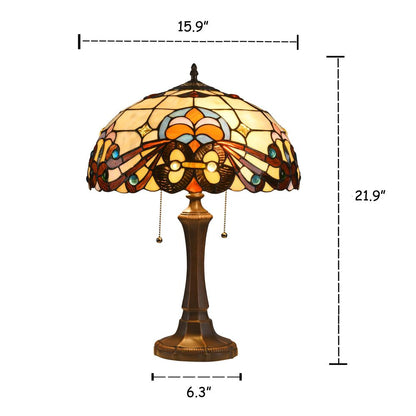 FLORENCE Tiffany-style 2 Light Victorian Table Lamp 16" Shade