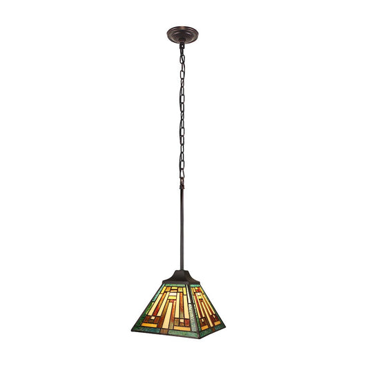 Firman Tiffany-Style 1-Light Mission Ceiling Pendant 8" Shade